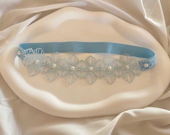 Personalized Garter Blue / XS - 3XL Bespoke / Wedding / Bridal / Something Blue / Handmade / Plus Size / Oversize