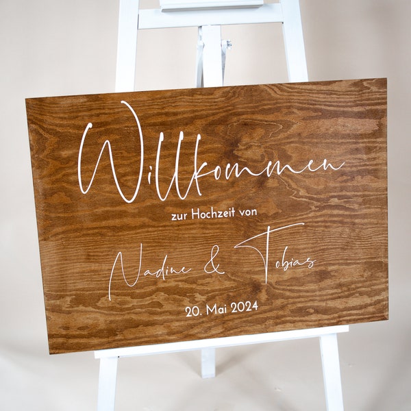 Willkommensschild, Willkommensschild aus Holz, Willkommensschild Hochzeit, Hochzeit, Willkommensschild Personalisiert