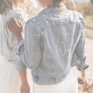 Denim jacket customizable with dark wash image 2