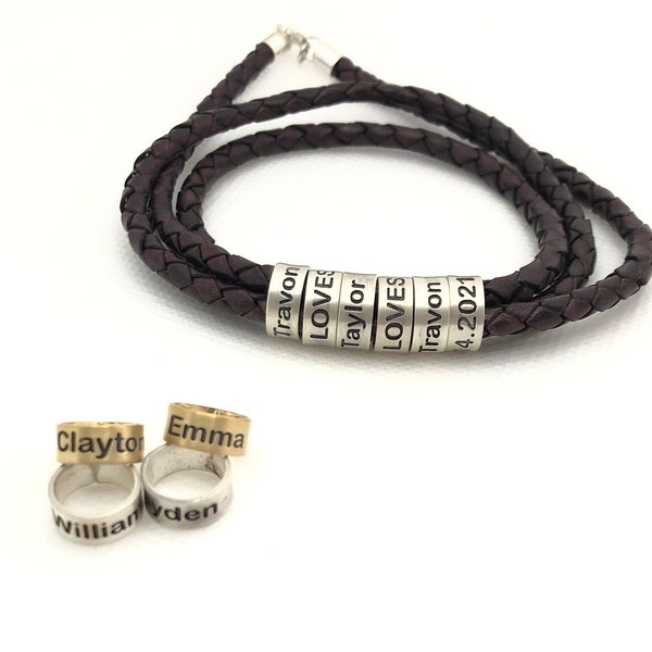 Personalized 925 sterling silver round beads, Small Engraved separated Charms Kit for Leather, Beads Set For Bracelets, Charm Bead Supplier