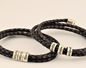 CHRISTMAS PERSONALISED MENS LEATHER WRAP BRACELET WITH ENGRAVED CHARM DADDY DAD CHRISTMAS PERSONALISED MENS LEATHER WRAP BRACELET WITH ENGRAVED CHARM DADDY DAD