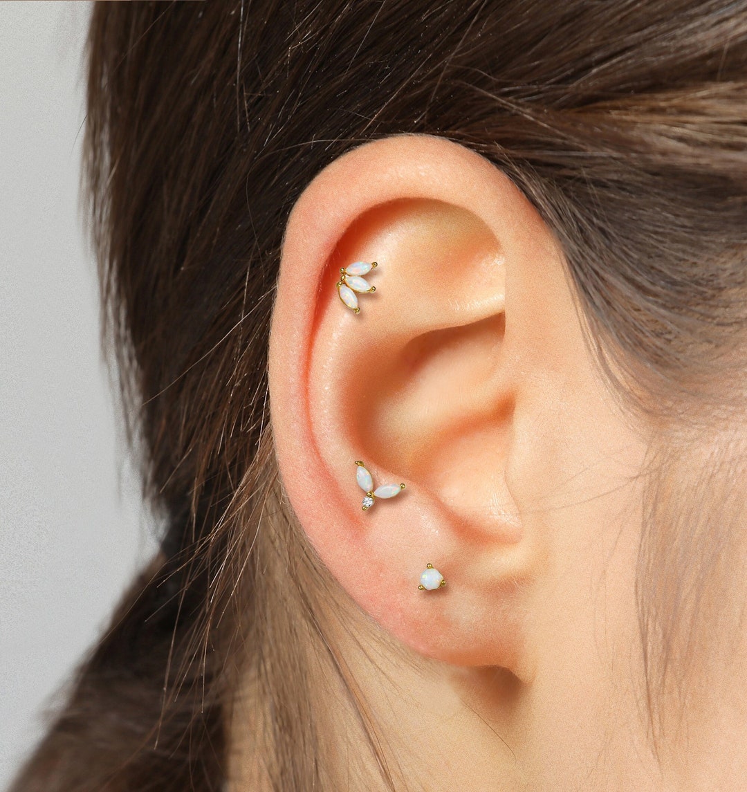 Opal Stud Earrings Set, Gold Stud Earrings, Silver Stud Earrings, Minimalist Dainty Cute Tiny Stud Earrings, Gifts For Her