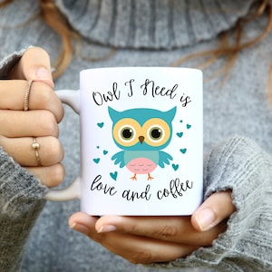 Caneca de coruja de cerâmica - Caneca de coruja - Copo de coruja - Caneca de café de coruja - Xícara de café de coruja - Presente para ela