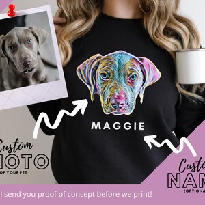 Custom Pet Portrait Sweatshirt - Pet Sweatshirt Custom - Sweatshirt Pet Custom - Dog Mom Sweatshirt - Custom Dog Sweatshirt