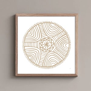Circle Ethnic Wall Art / Boho Circular Art / Beige Art / Square Art Print / Art Earth Colors / Ethnic Printable Art / Circular Tribal art.