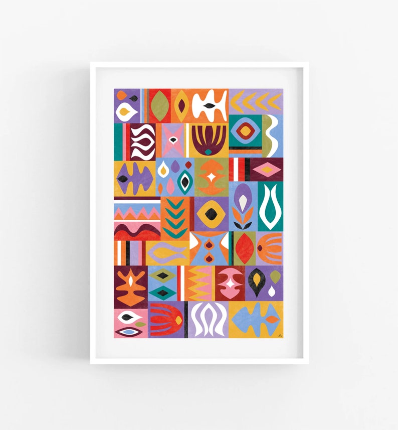 Imprimé bohème coloré, art abstrait géométrique, téléchargements aux couleurs vives, affiches hippies image 2