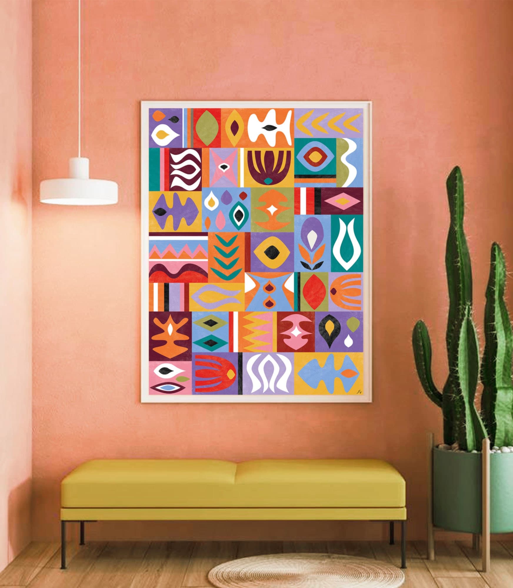 Colorful Boho Art Print / Geometric Abstract Art / Colorful
