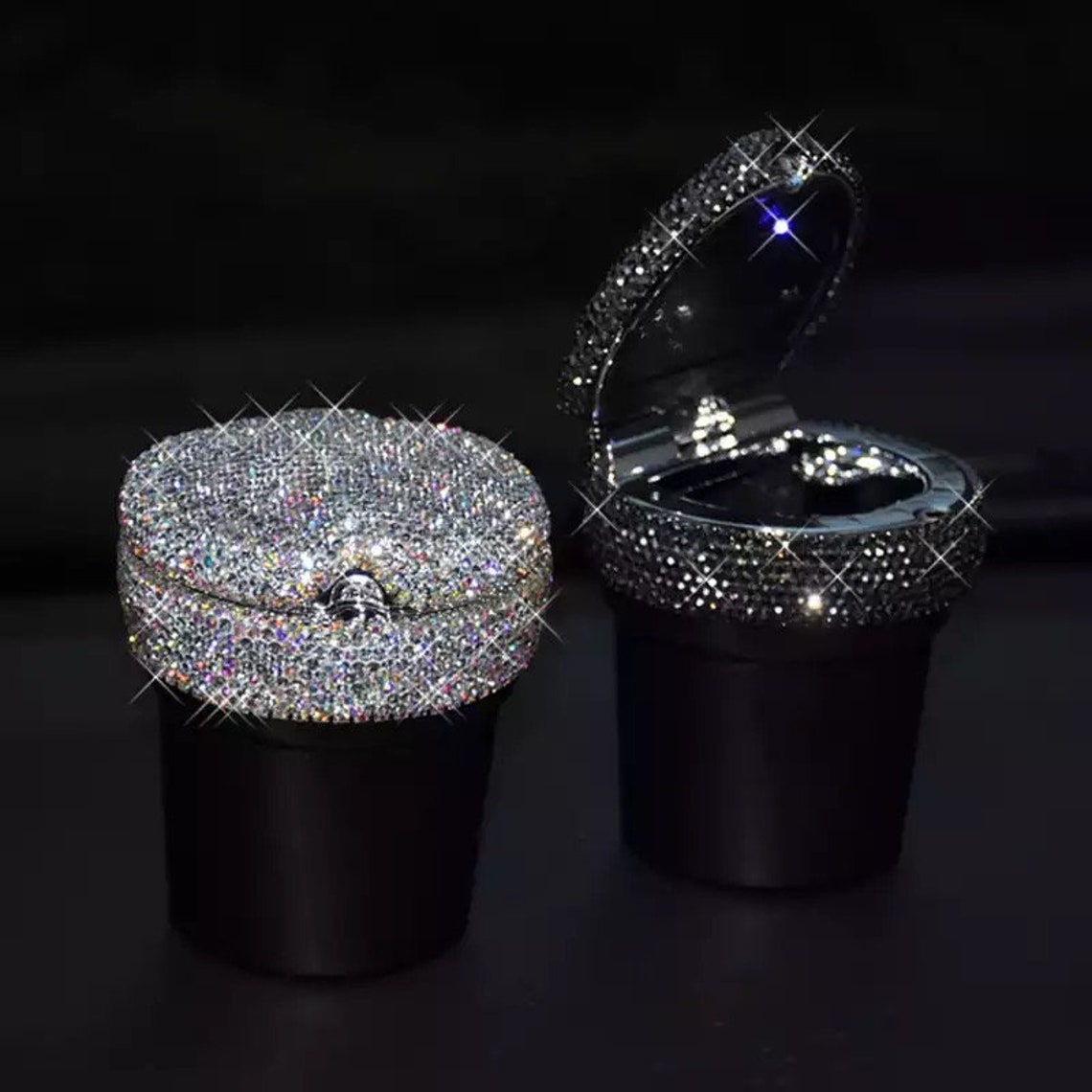 Rhinestone Portable Car Ashtray with Led Light Crystal Diamond Etsy