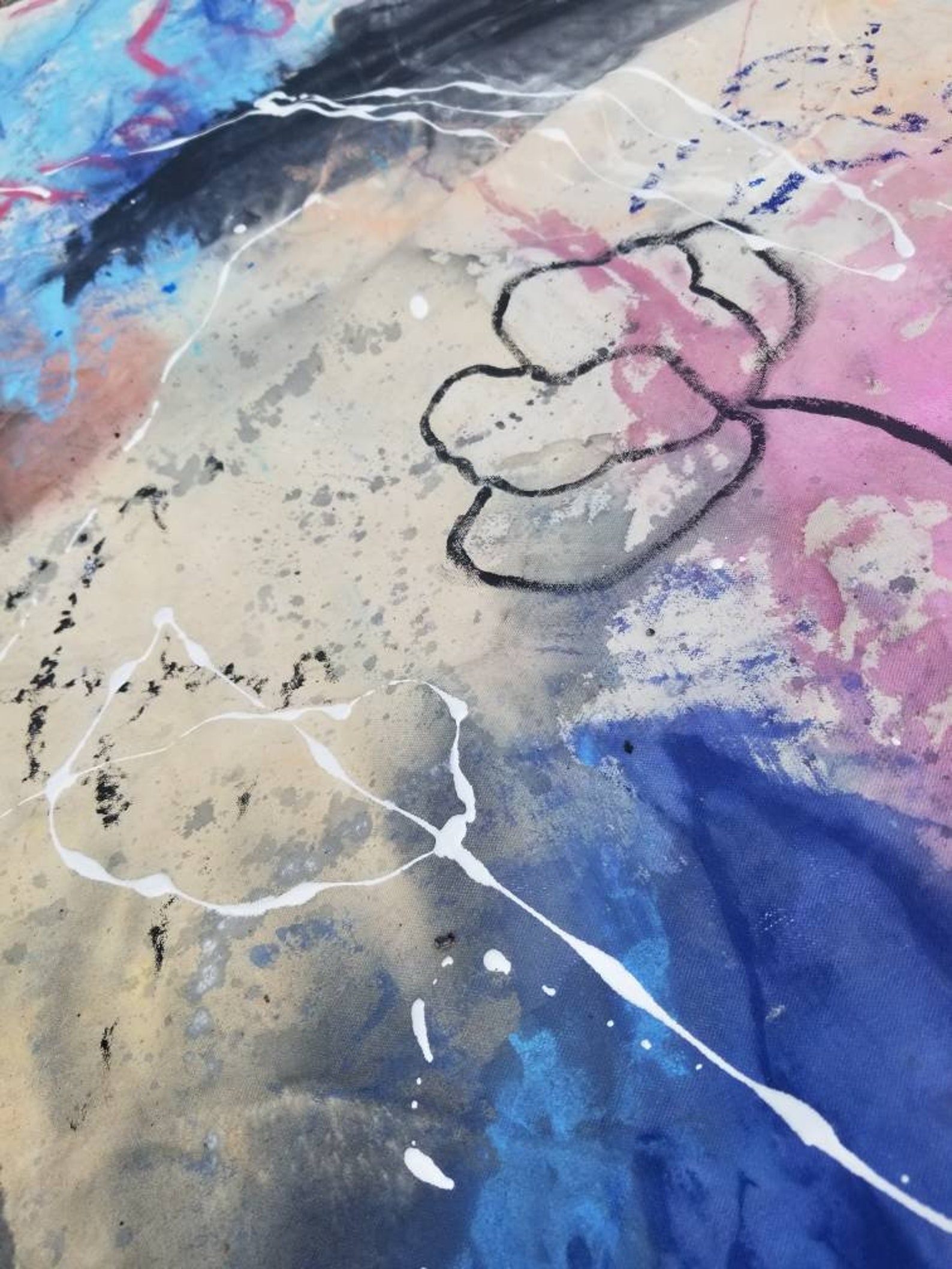 Awful Original Acrylic Painting Raw Canvas Etsy