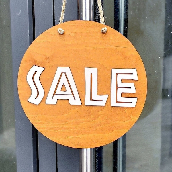 For sale business sign, Store sign, Hanging open sign, On sale sign, Shop sign, Fabric on sale sign, Custom wooden sign