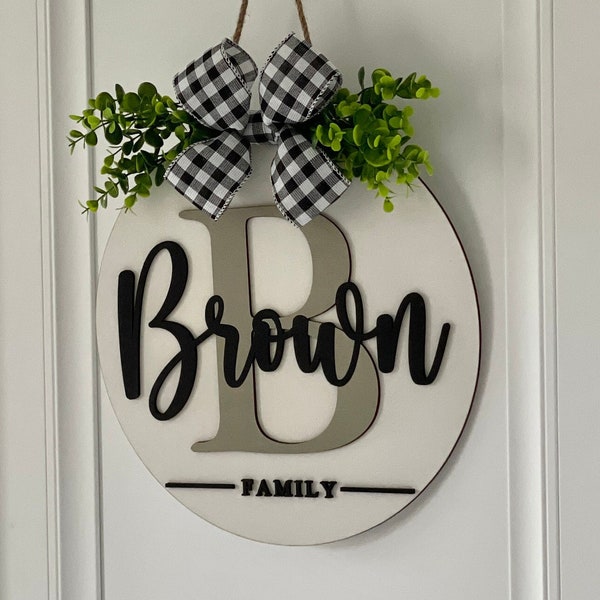 Welcome Wooden Monogram Family Last Name Sign - Custom Hanger, Personalized name sign, Front door porch decor, Family door hanger