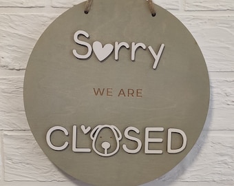 Letrero de abierto/cerrado para negocios - letrero personalizado para boutique, tienda o salón / letrero de madera personalizado / letrero colgante redondo de madera de abierto/cerrado