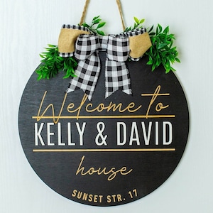 Personalized door sign, Door hanger, Housewarming gift, Family name sign, Welcome sign, Unique gift, Door wreath, Family sign, Door sign