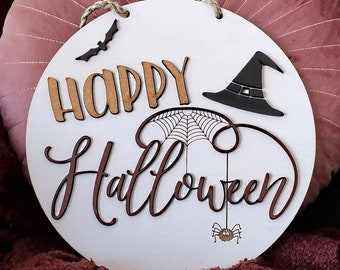 Halloween wood door sign, Door sign,  Halloween decor, Halloween home decor, Personalized farmhouse decor, Housewarming gift, Welcome sign