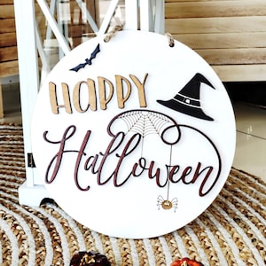 Halloween wood door sign, Door sign,  Halloween decor, Halloween home decor, Personalized farmhouse decor, Housewarming gift, Welcome sign