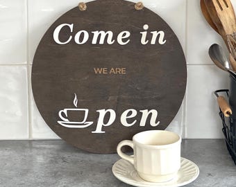 Open closed coffee sign for business, Boutique Salon Store Closed sign, Custom business sign, Personalized sign, Hanging open sign for door