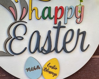 Personalized Easter Door Hanger, Easter Wreath, Easter Signs, Easter Door Decor, Easter wall decor, Personalized sign, Easter decorations