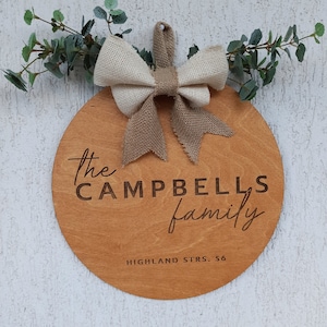 Personalized family door decor, last name sign, Wood housewarming gift, Wedding gift, Anniversary gift, Family sign, Welcome door sign