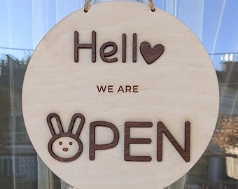 Open closed business sign, Store sign, Wooden sign indoor, Custom business sign, Salon sign, Wood sign, Personalized sign, Hanging open sign