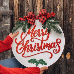 Merry Christmas door decor, Christmas sign, Christmas wreath, Merry christmas door sign, Christmas sign wood wall decor, Christmas hanger