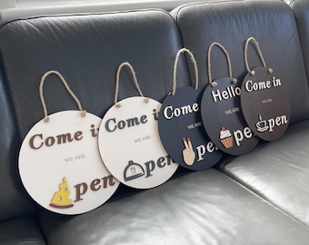 Open closed coffee sign for business, Boutique Salon Store Closed sign, Custom business sign, Personalized sign, Hanging open sign for door