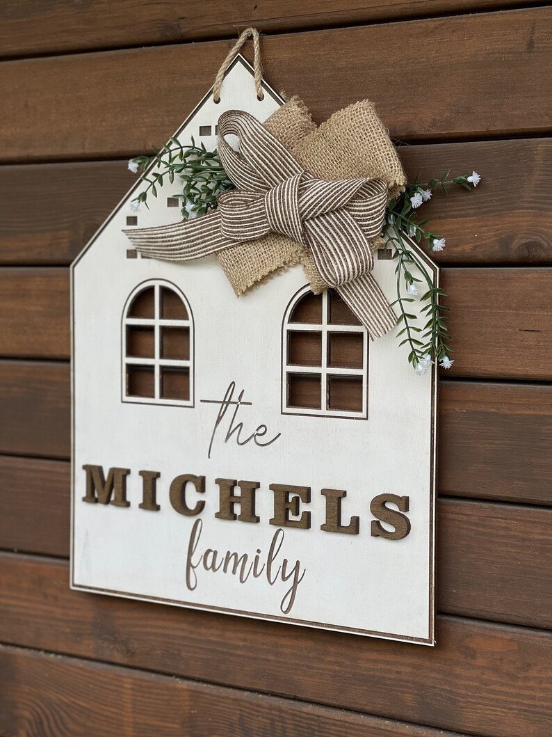 Personalized Family Door Sign, Wood Last Name Sign, Wooden Housewarming ...