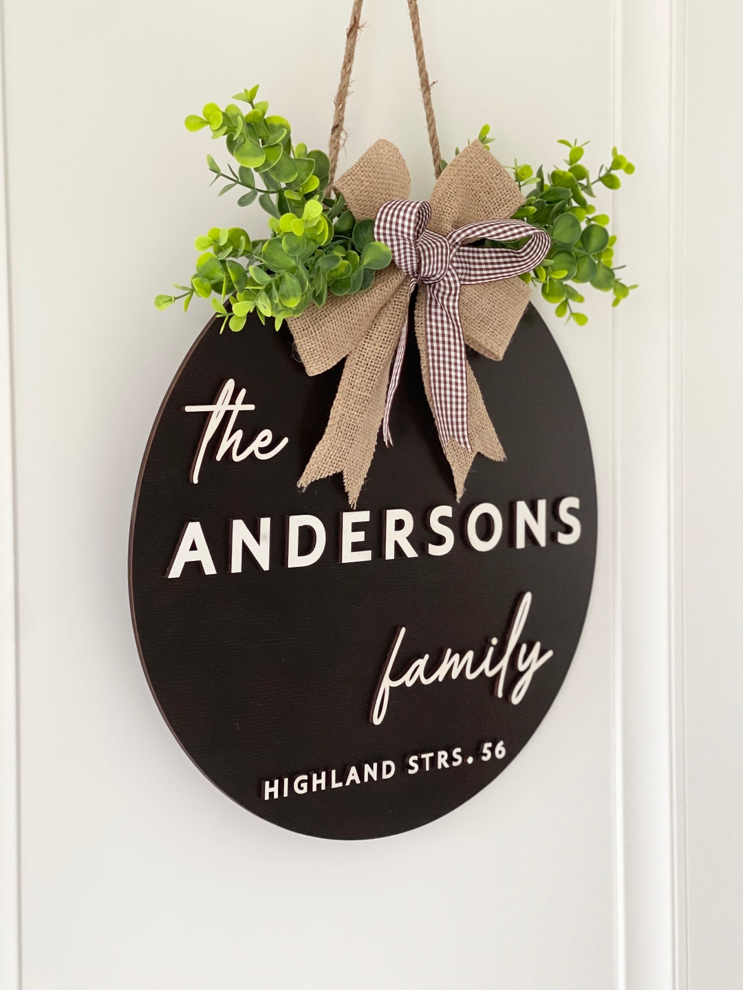 Custom Name Door Hanger, Front Door Wreath, Last Name Family Signs ...