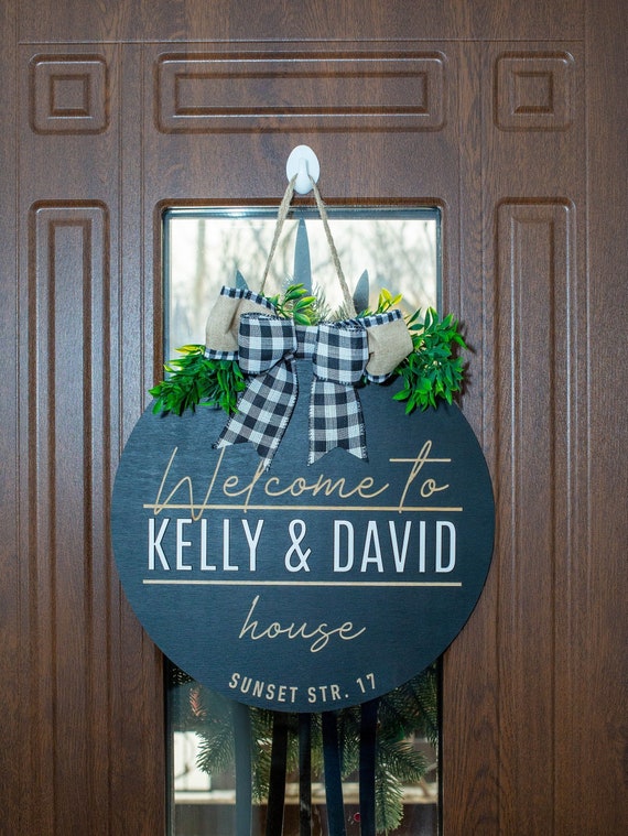 Personalized Door Sign Door Hanger Housewarming Gift Family Etsy
