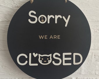 Double sided Open closed sign for business - custom boutique, store, salon sign | personalized custom wooden sign | hanging open closed sign