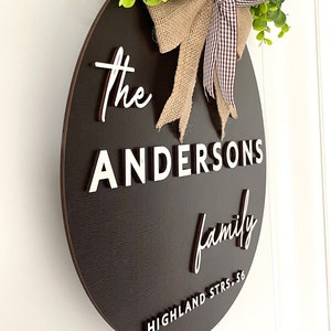 Custom Name Door Hanger, Front Door Wreath, Last Name Family Signs ...