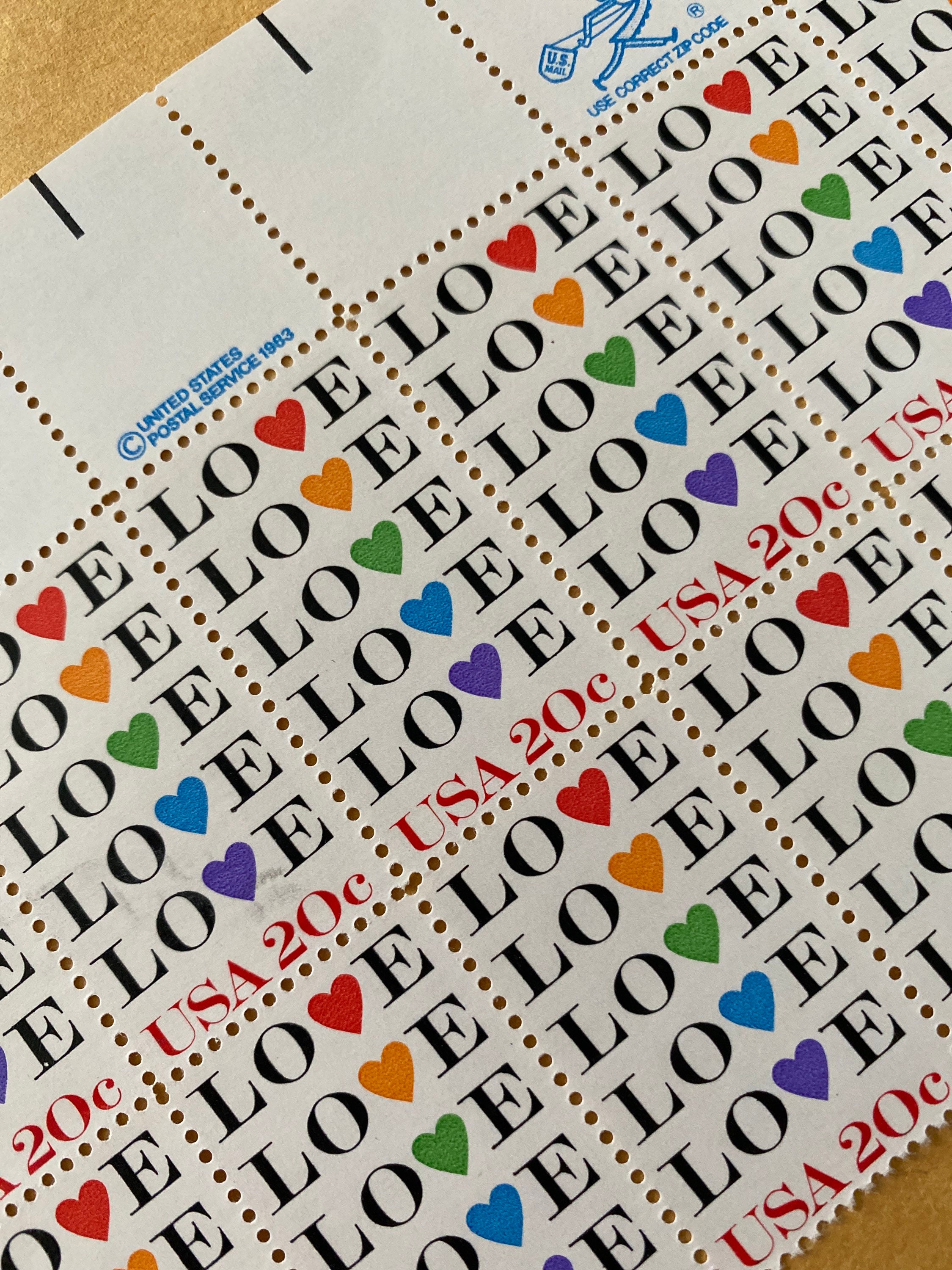 Vintage LOVE 20 cent Stamps Sheet of 20 Mint Unused Etsy