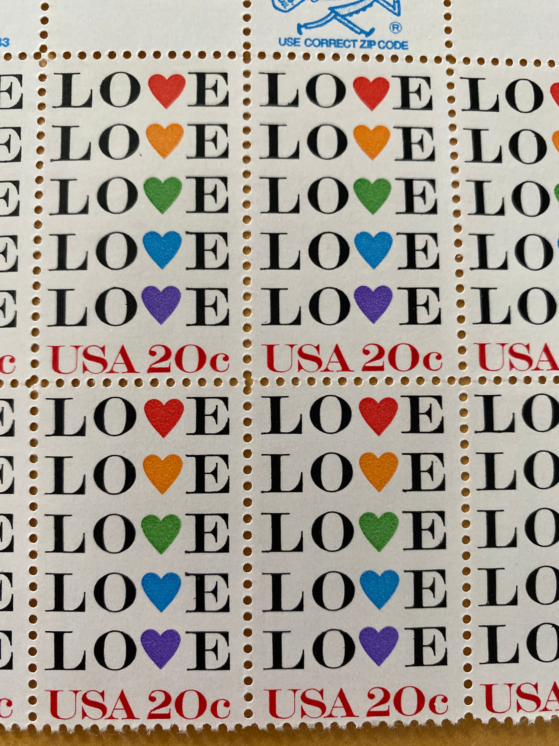 Vintage LOVE 20 cent Stamps Sheet of 20 Mint Unused Etsy