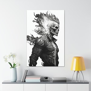 Ghost Rider Black and White Canvas
