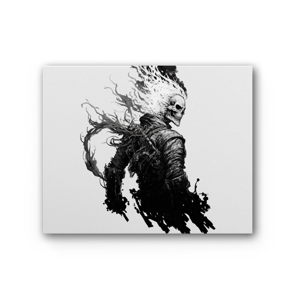 Ghost Rider Black And White Drawing