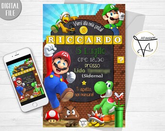 Super Mario Bros Invitations Etsy Super Mario Bros Invitations Etsy