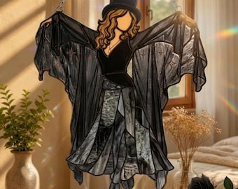 Stevie Nicks Suncatcher Fleetwood Mac Art, Faux Stained Acrylic Window Hanging