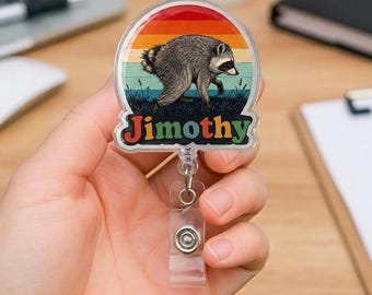 Jimothy Raccoon Badge Reel, Funny Raccoon Badge Reel