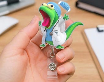 Tom Lizard Nurse Heart Hoppers Badge Reel, Tom Lizard Fish Queen Mabel Henry Badge Reel