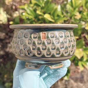 Paw Print Handmade Ceramic Succulent Planter Pot, 4 inch succulent pots with drainage