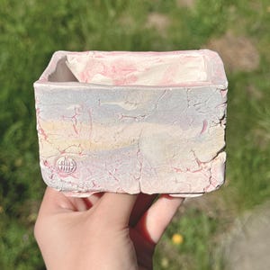 Handmade Ceramic Succulent Planter Pot, Matte Craquelure Texture, Breathable Pottery with Drainage, 4x2 inch