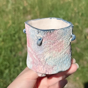 Knitting Sweater Texture, Handmade Ceramic Succulent Planter Pot, Matte Craquelure Texture, Breathable Pottery with Drainage