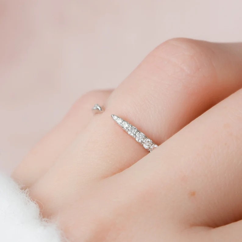 Gap Wedding Band Open Wedding Band Diamond Band Moissanite Etsy