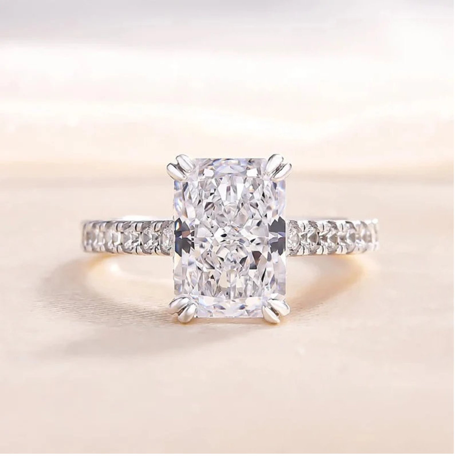 4 CT Radiant Cut Engagement Ring Lab Diamond Anniversary Ring Etsy