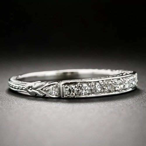 Vintage Art Deco Band. Art Deco Stackable Band. Minimalist Etsy