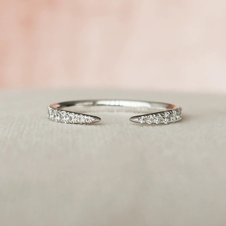 Gap Wedding Band Open Wedding Band Diamond Band Moissanite Etsy