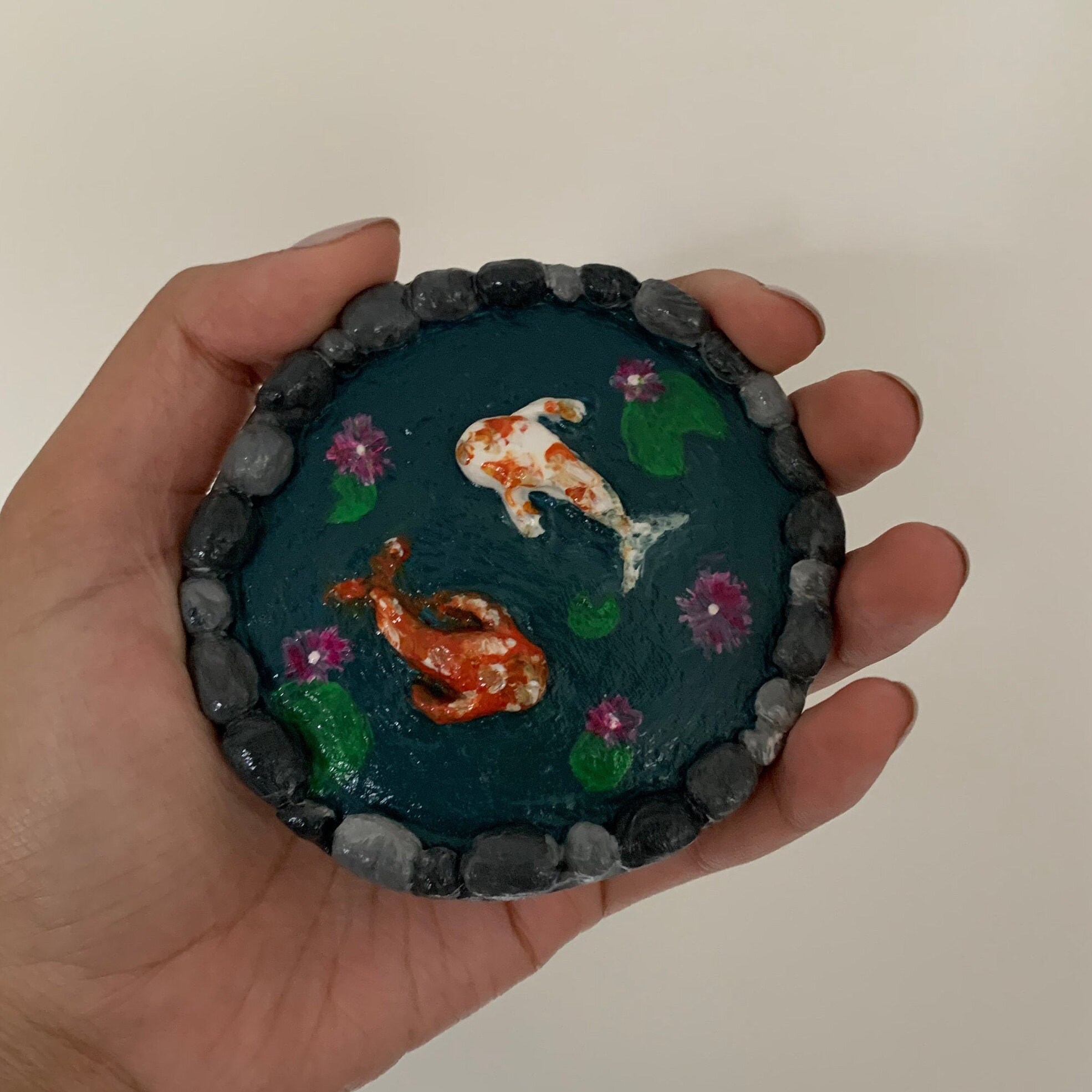 Koi Fish Pond Clay Trinket Etsy UK