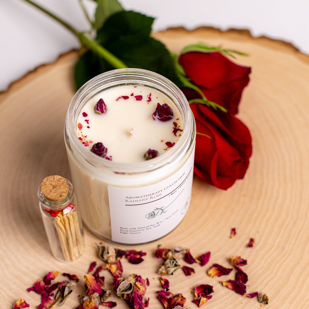 Rose Natural Soy Wax Candle Aromatherapy Candle Destress Happiness