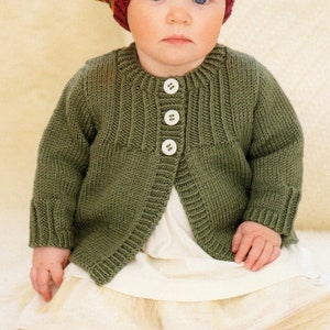 Knit Baby Girl Vintage Smock Coat Cardie and Beret - 0-6, 6-12 months, 1-2, 2-3 years - Vintage Knitting Pattern - PDF file only