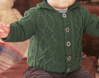 Boy's Knit Cabled Sweater, Teabag Hat, Blanket 61x76cm - 0-6M, 6-12M, 1-2y, 2-3y, 4-5y, 6-7y - Vintage Knitting Pattern - PDF file only