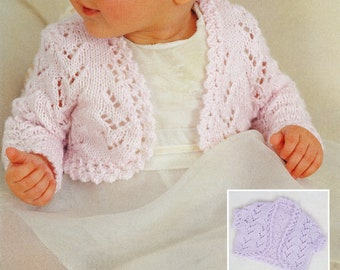 Baby Girl Knit Lacy Bolero Shrug - 3-6, 6-12M, 1-2, 3-4, 5-6 years - Vintage Knitting Pattern - PDF file only